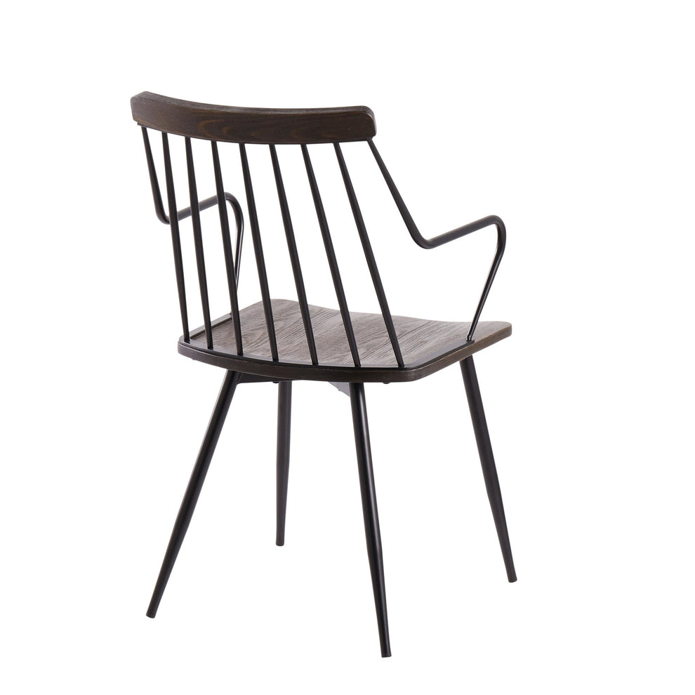 Preston Farmhouse Accent/Dining Chair in Black Metal and Dark Walnut Wood By LumiSource - Set of 2 | Dining Chairs | Modishstore - 9