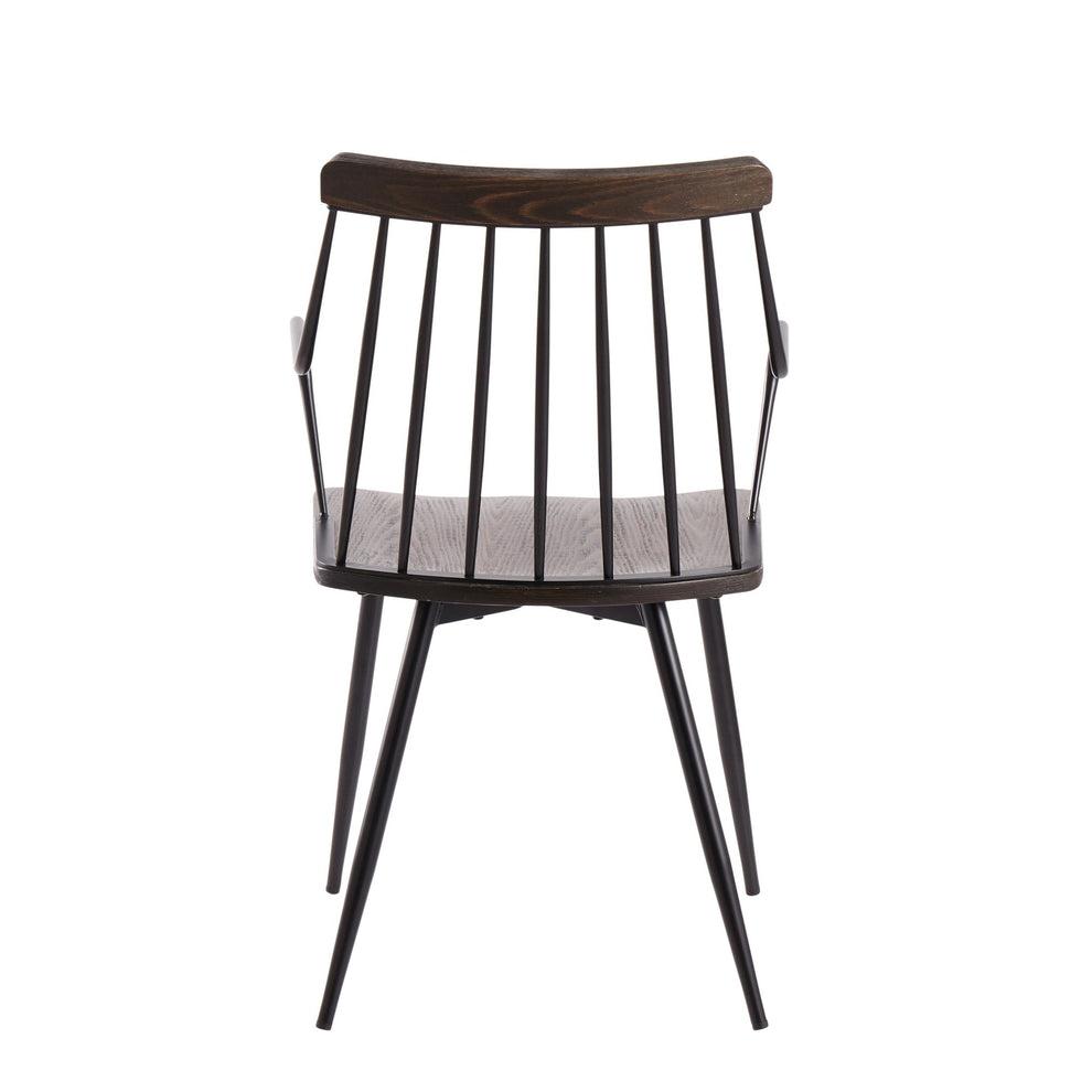 Preston Farmhouse Accent/Dining Chair in Black Metal and Dark Walnut Wood By LumiSource - Set of 2 | Dining Chairs | Modishstore - 10