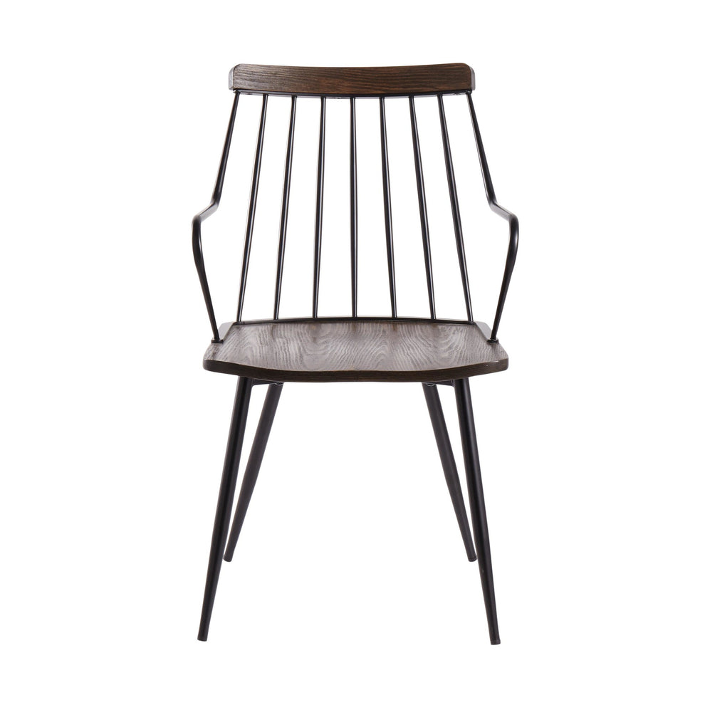 Preston Farmhouse Accent/Dining Chair in Black Metal and Dark Walnut Wood By LumiSource - Set of 2 | Dining Chairs | Modishstore - 3