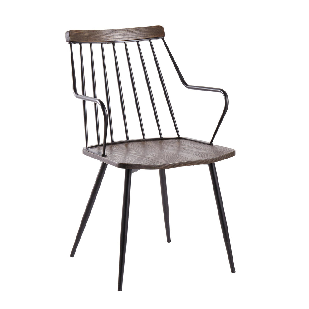 Preston Farmhouse Accent/Dining Chair in Black Metal and Dark Walnut Wood By LumiSource - Set of 2 | Dining Chairs | Modishstore - 7