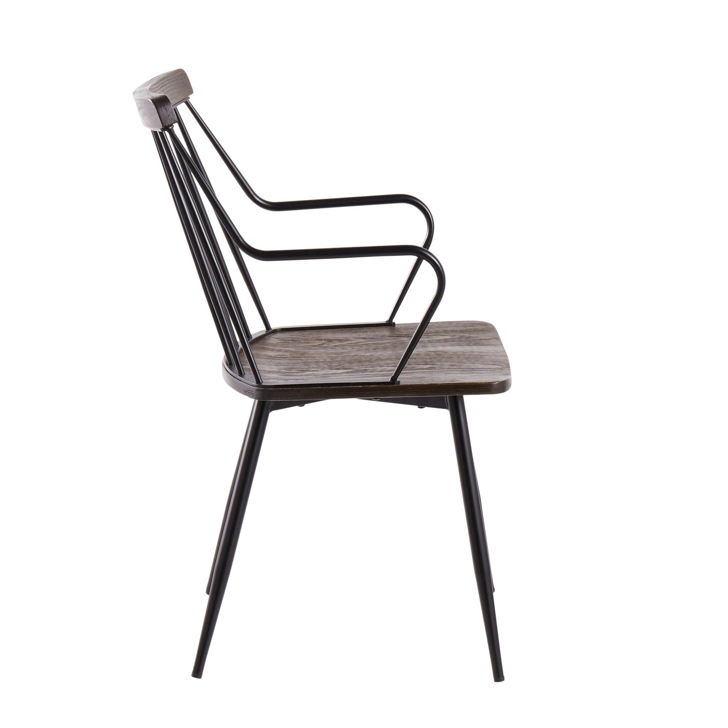 Preston Farmhouse Accent/Dining Chair in Black Metal and Dark Walnut Wood By LumiSource - Set of 2 | Dining Chairs | Modishstore - 8