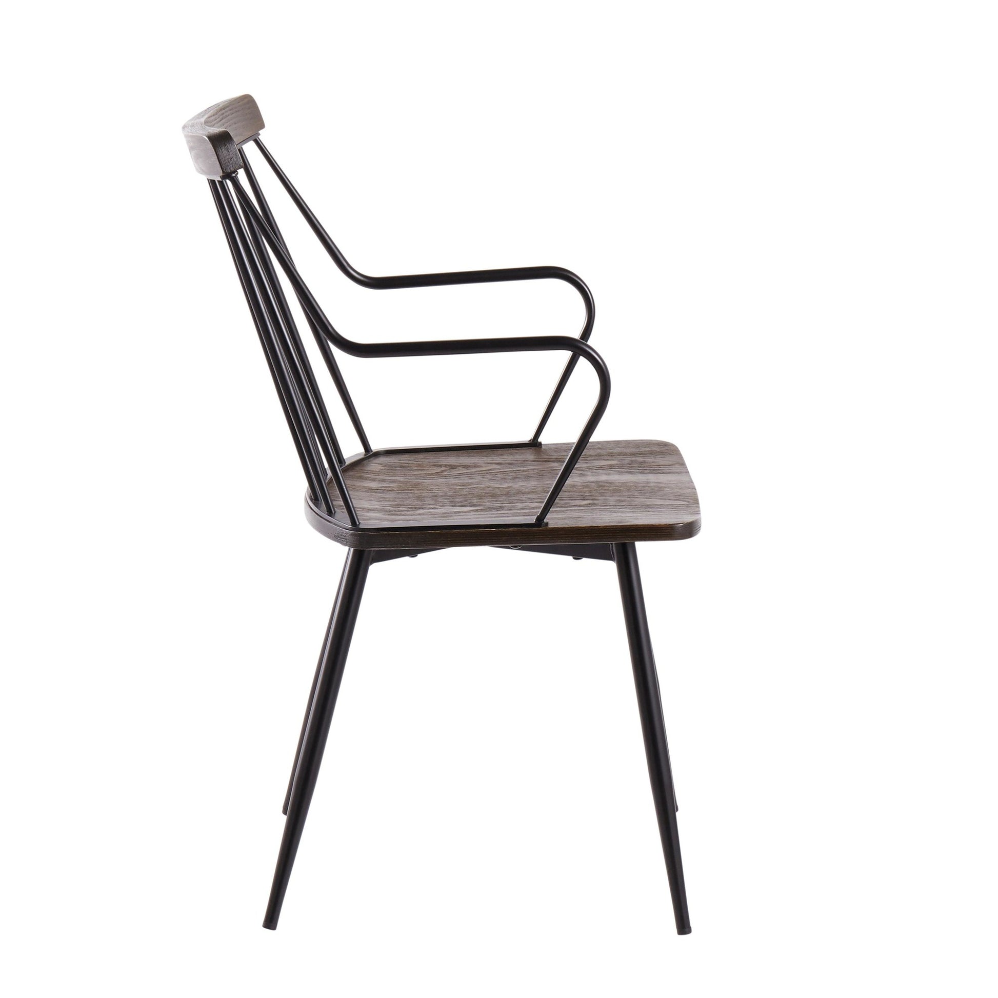 Preston Farmhouse Accent/Dining Chair in Black Metal and Dark Walnut Wood By LumiSource - Set of 2 | Dining Chairs | Modishstore - 8