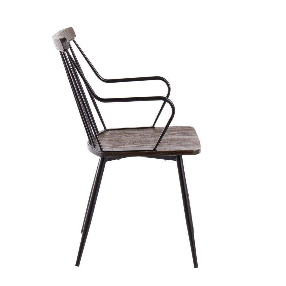 Preston Farmhouse Accent/Dining Chair in Black Metal and Dark Walnut Wood By LumiSource - Set of 2 | Dining Chairs | Modishstore - 8