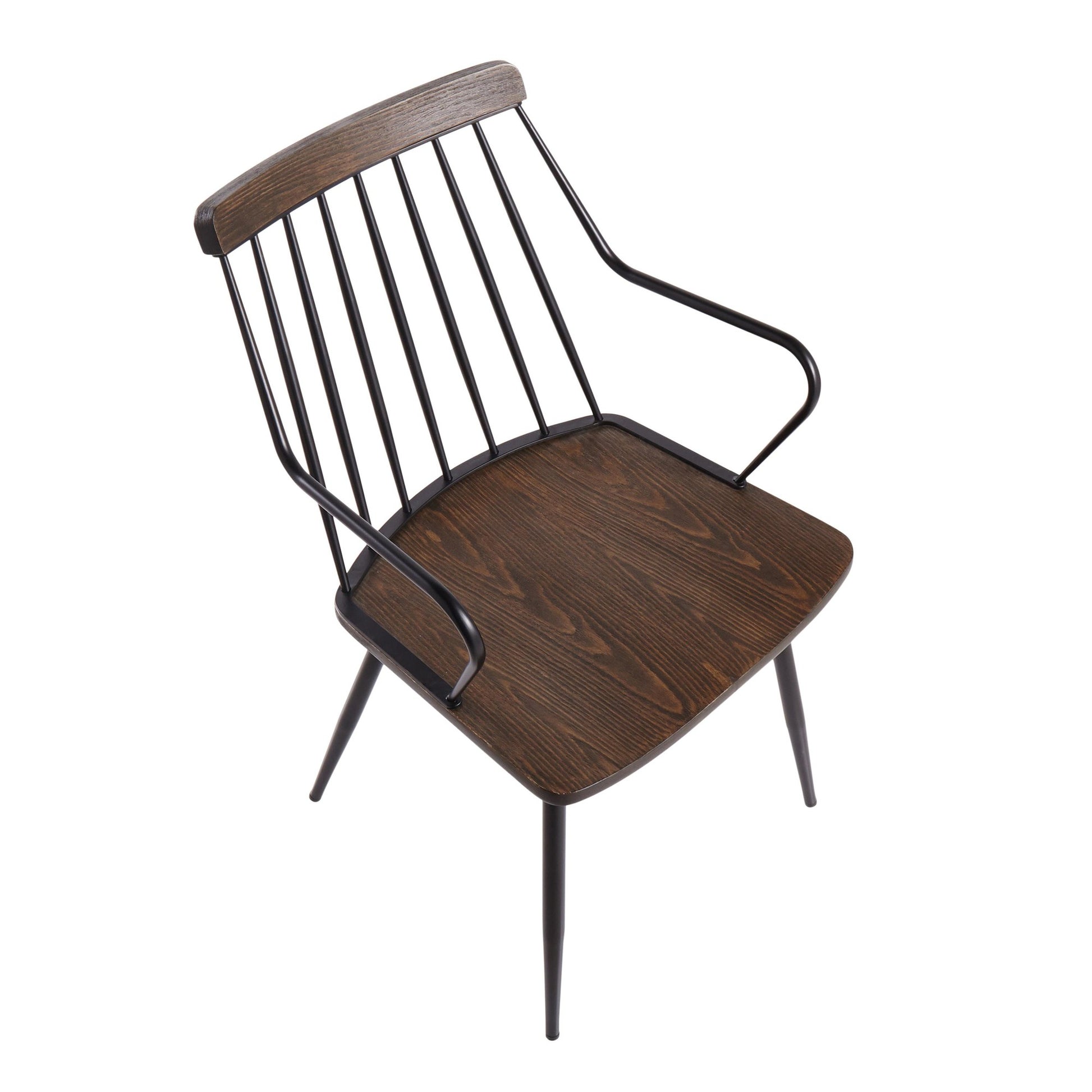 Preston Farmhouse Accent/Dining Chair in Black Metal and Dark Walnut Wood By LumiSource - Set of 2 | Dining Chairs | Modishstore - 4