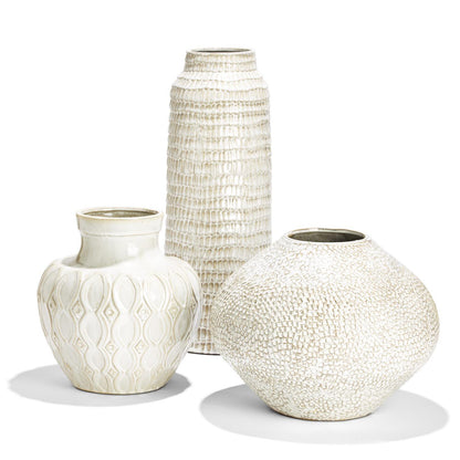Beige Artisan Vase Set Of 3 By Tozai Home | Vases | Modishstore