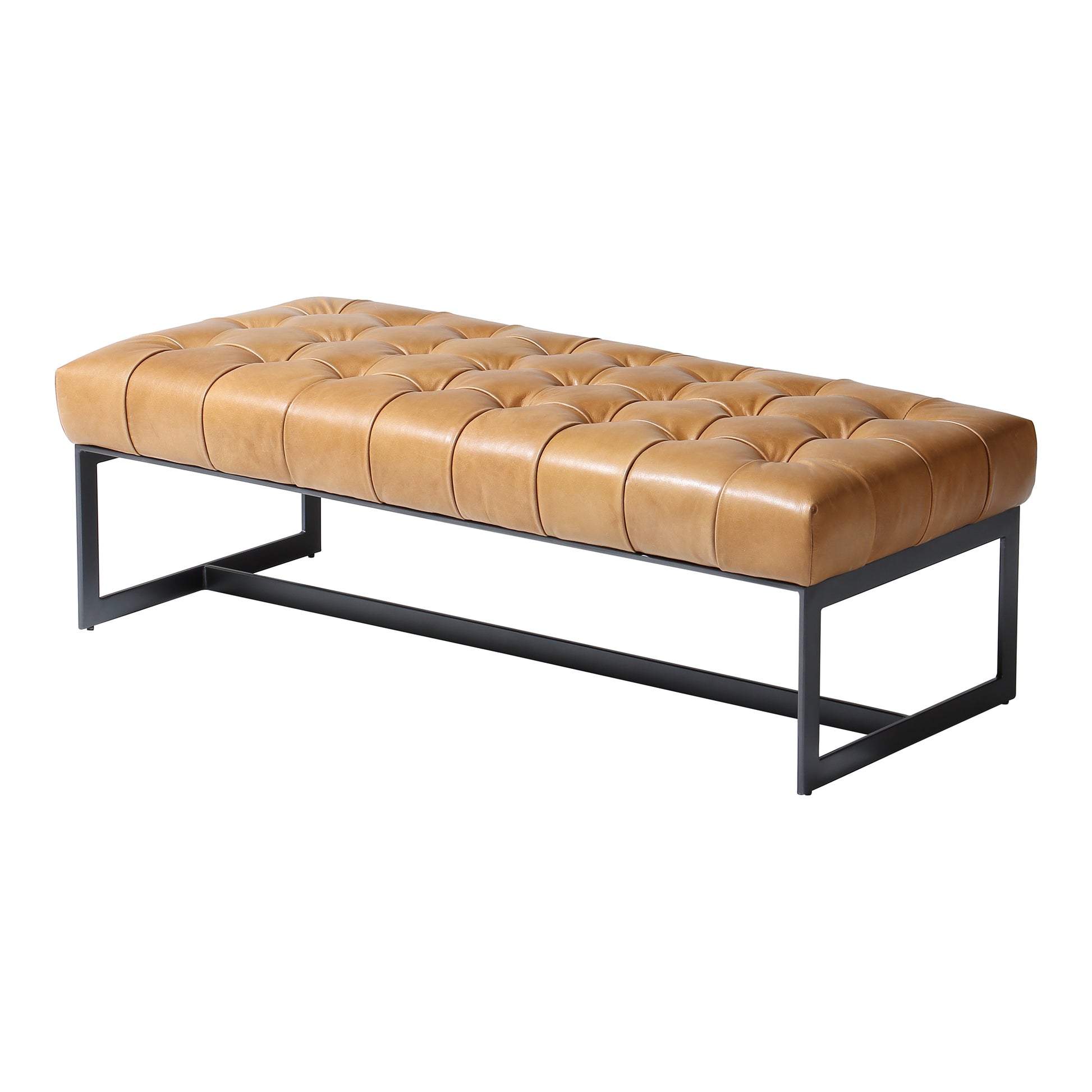 Wyatt Leather Bench Tan By Moe's Home Collection | Benches | Modishstore - 2