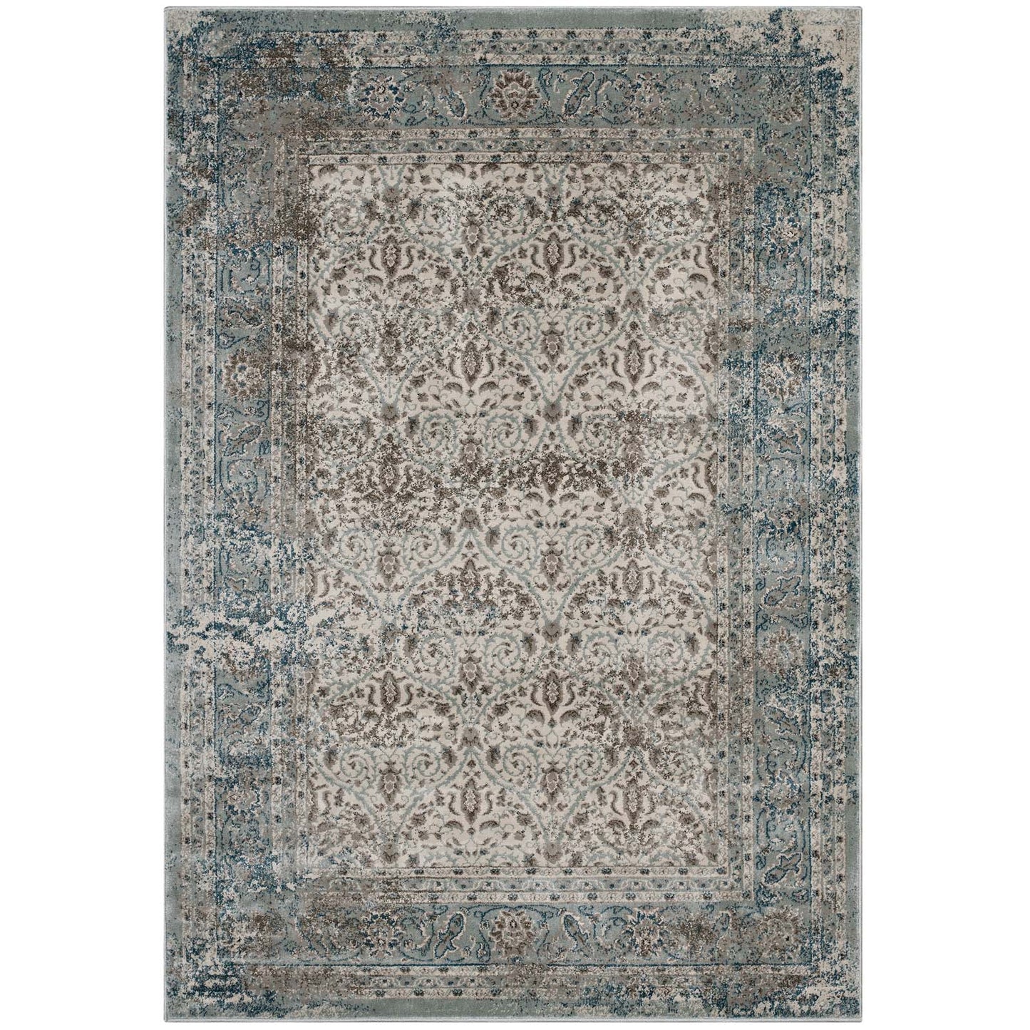 Modway Dilys Distressed Vintage Floral Lattice 5x8 Area Rug - R-1103-58 | Rugs | Modishstore - 1