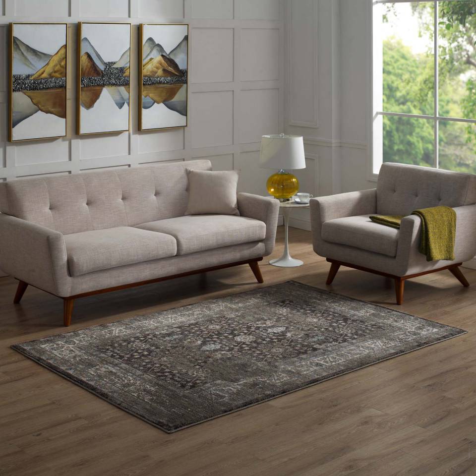 Modway Berit Distressed Vintage Floral Lattice 8x10 Area Rug - R-1104-810 | Rugs | Modishstore - 1