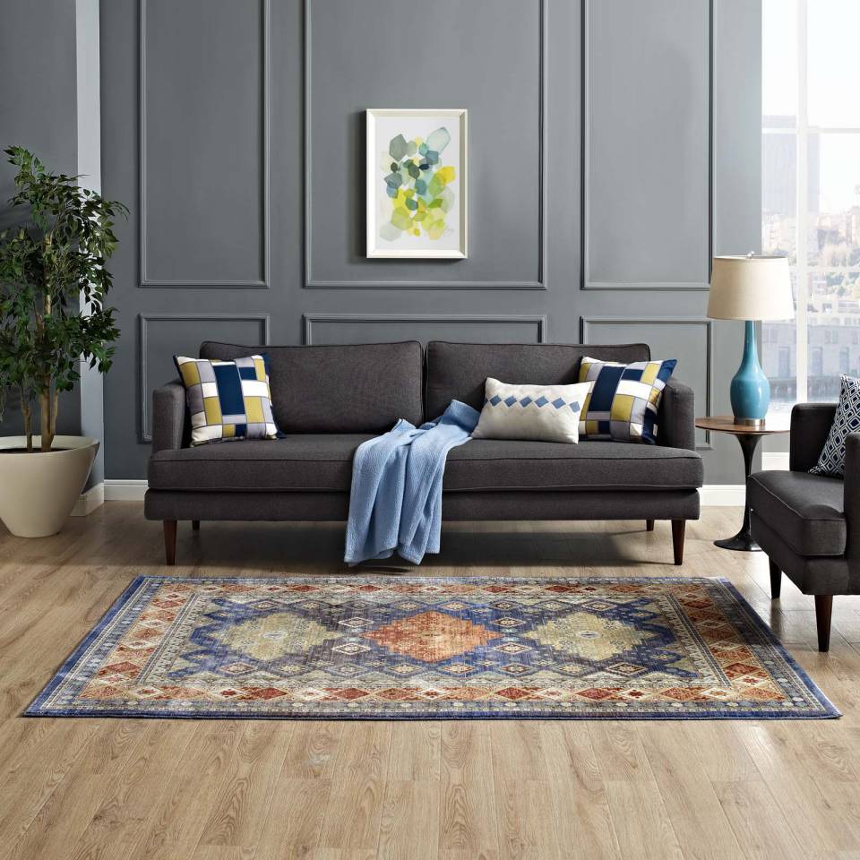 Modway Atzi  Distressed 
Southwestern Diamond Floral 8x10 Area Rug - R-1117-810 | Rugs | Modishstore - 8