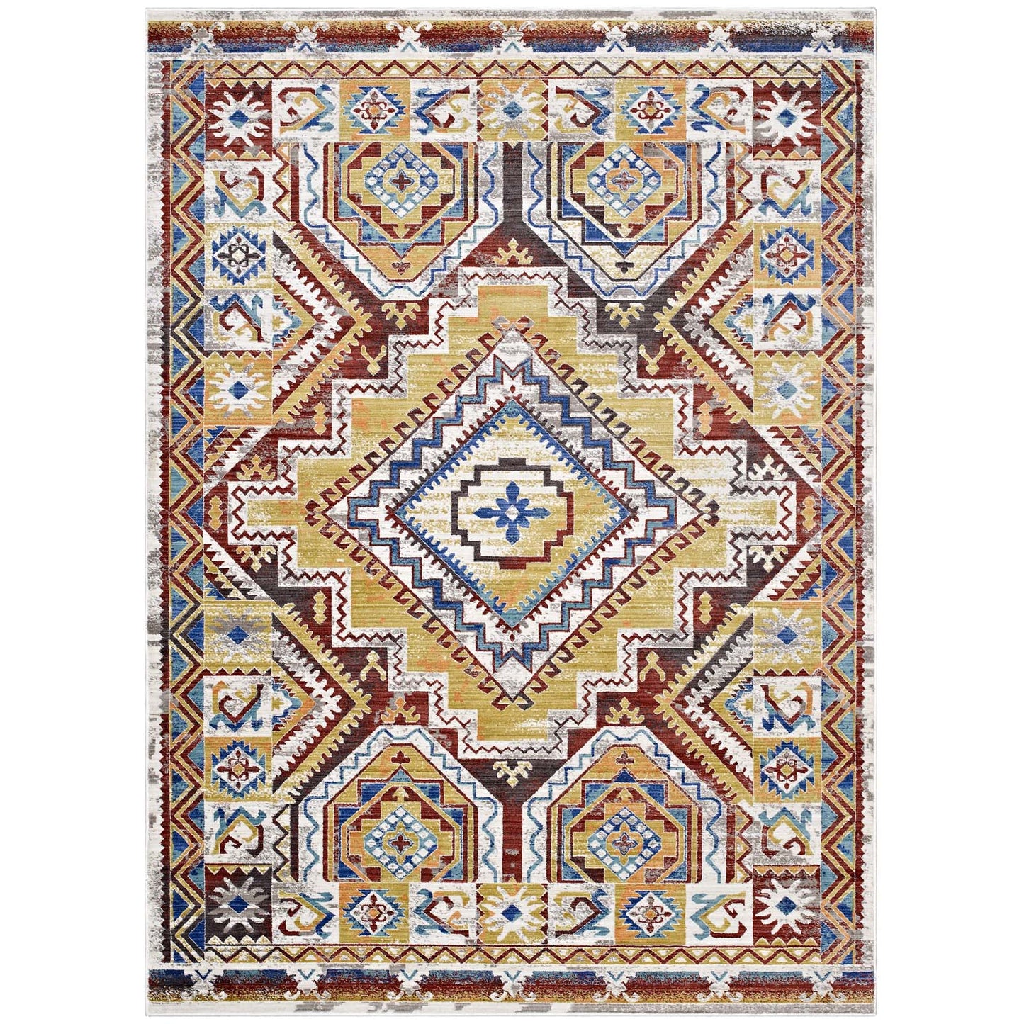 Modway Florita Distressed Southwestern Aztec 4x6 Area Rug - R-1120-46 | Rugs | Modishstore - 1