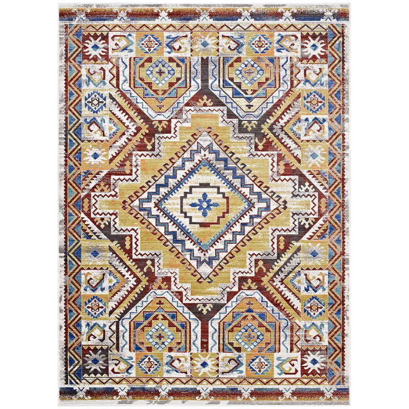 Modway Florita Distressed Southwestern Aztec 5x8 Area Rug - R-1120-58 | Rugs | Modishstore - 1