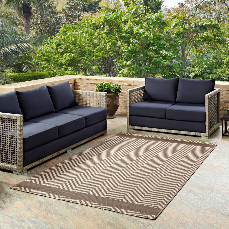 Modway Optica Chevron With End Borders 8x10 Indoor and Outdoor Area Rug - R-1141-810 | Rugs | Modishstore - 1