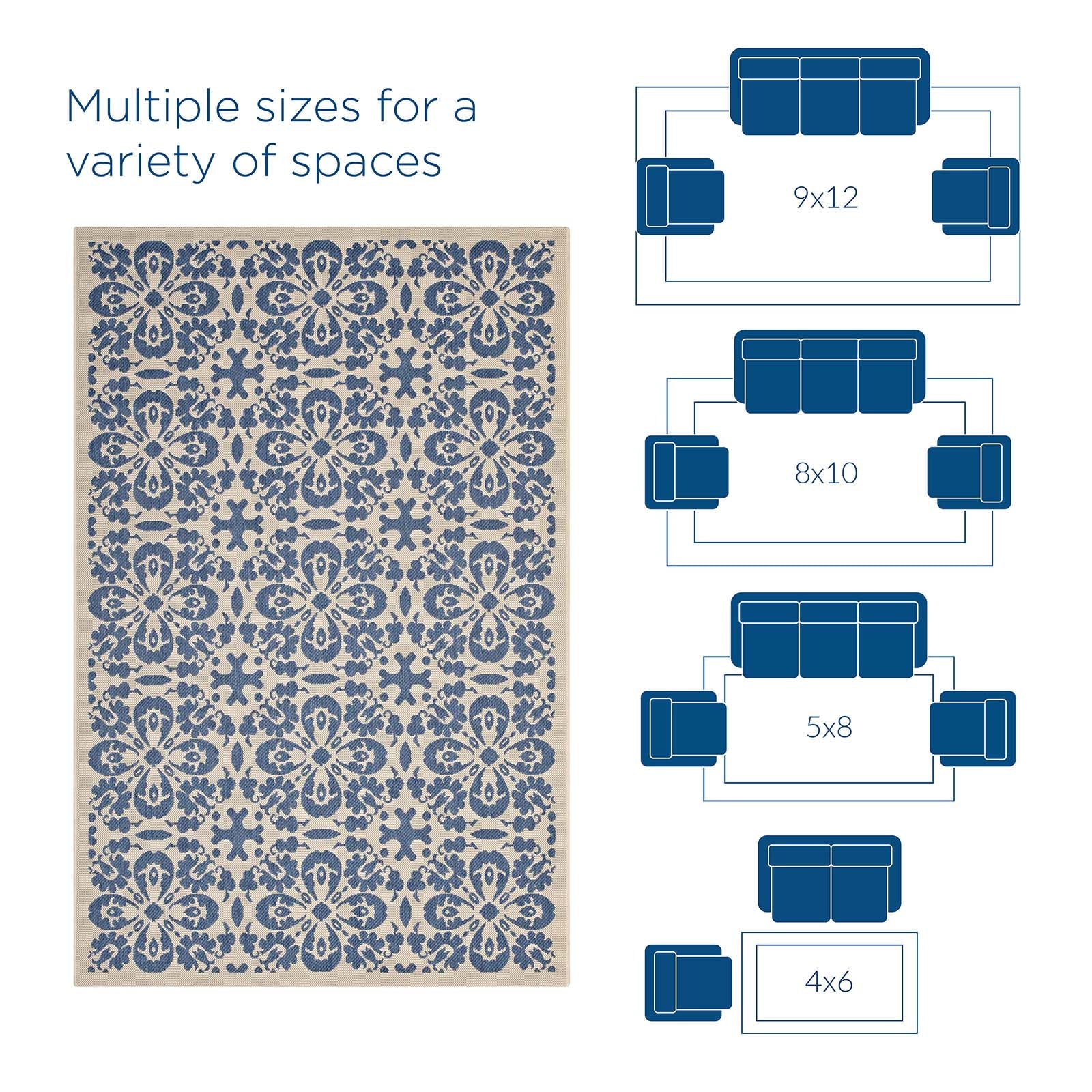 Ariana Vintage Floral Trellis 9x12 Indoor and Outdoor Area Rug By Modway | Rugs | Modishstore-5