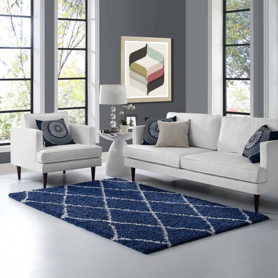 Modway Toryn Diamond Lattice 5x8 Shag Area Rug - R-1144-58 | Rugs | Modishstore - 1