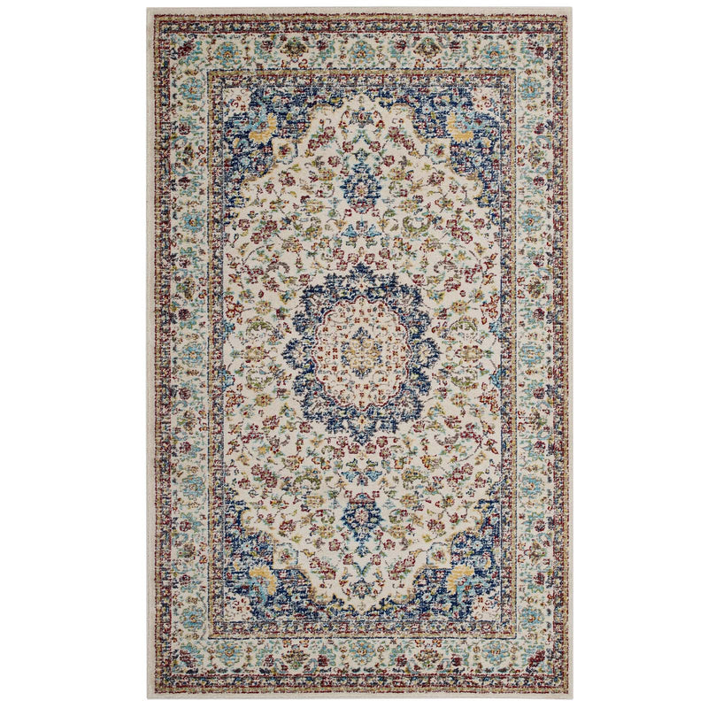 Modway Meryam Distressed Persian Medallion 5x8 Area Rug - R-1147-58 | Rugs | Modishstore - 1