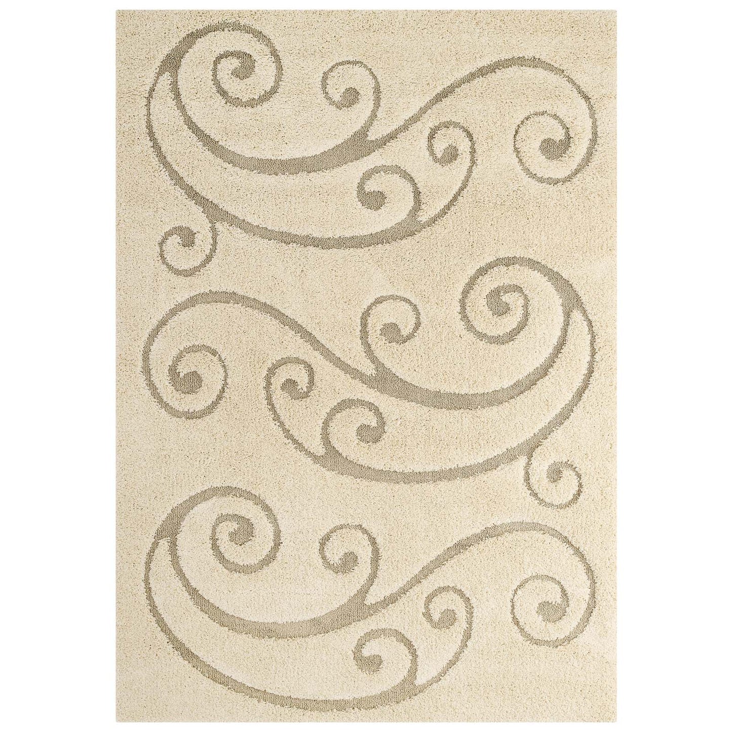 Modway Jubilant Sprout Scrolling Vine 5x8 Shag Area Rug - R-1148-58 | Rugs | Modishstore - 1