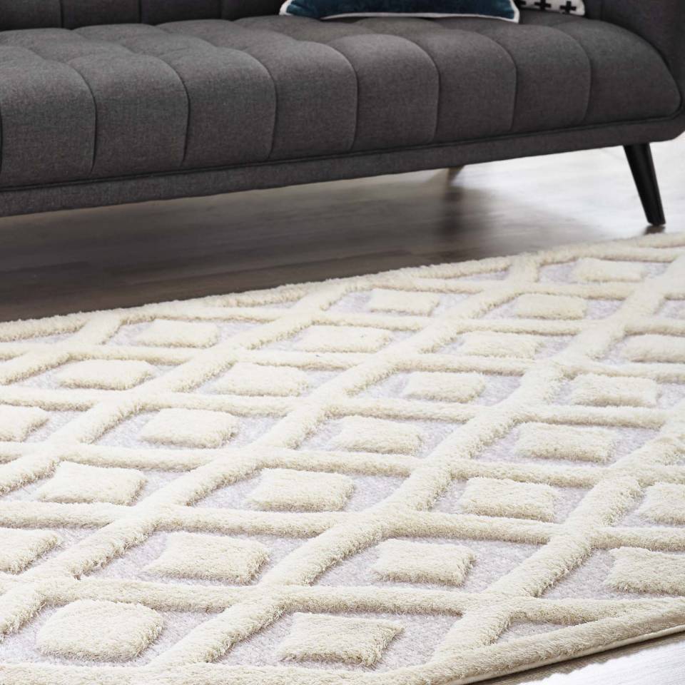 Modway Whimsical Morsel Abstract Diamond Lattice 5x8 Shag Area Rug - R-1152-58 | Rugs | Modishstore - 8