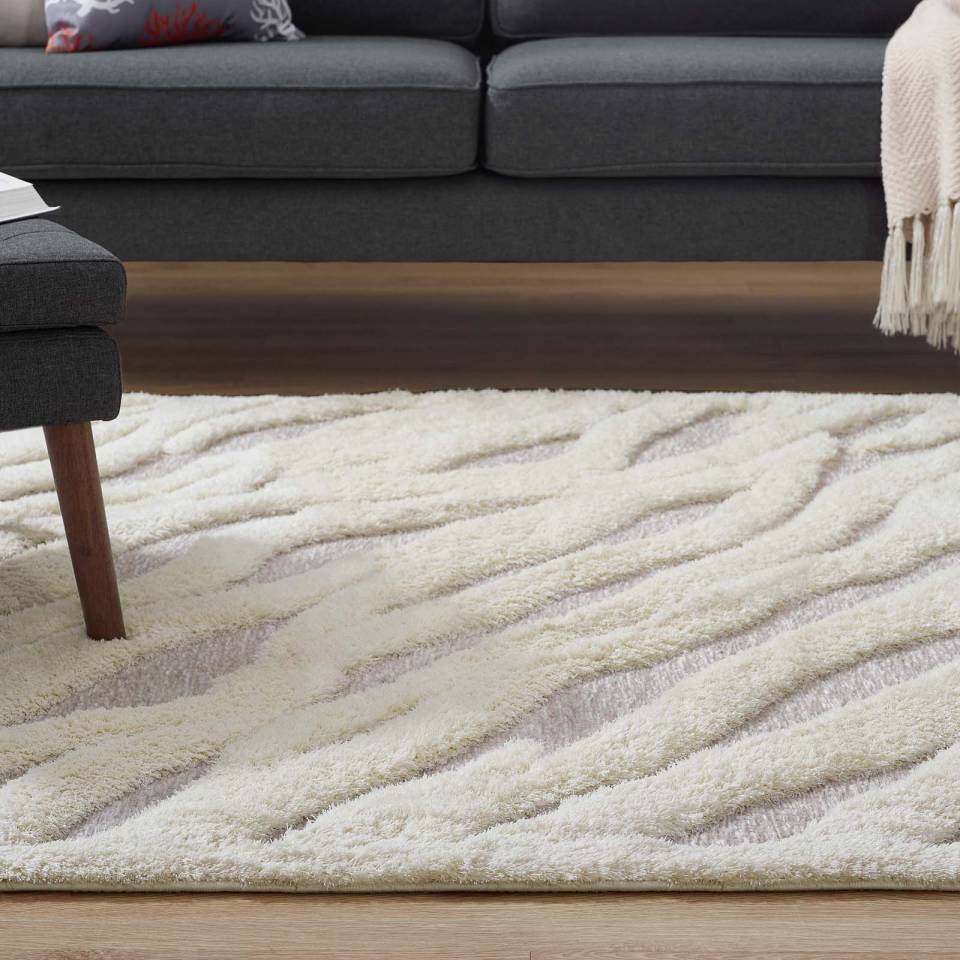 Modway Whimsical Current Abstract Wavy Striped 5x8 Shag Area Rug - R-1155-58 | Rugs | Modishstore - 7