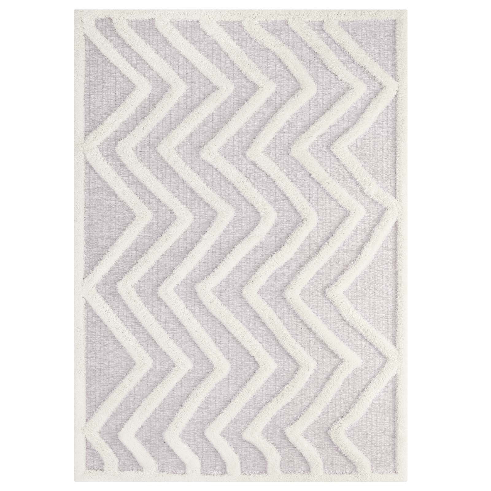 Modway Whimsical Pathway Abstract Chevron 5x8 Shag Area Rug | Rugs | Modishstore
