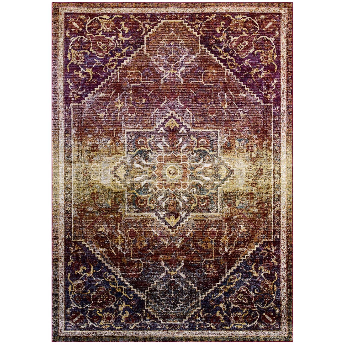 Modway Success Kaede Transitional Distressed Vintage Floral Persian Medallion 4x6 Area Rug | Rugs | Modishstore
