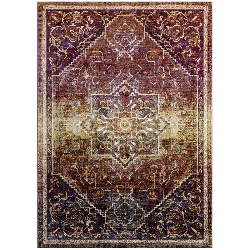 Modway Success Kaede Transitional Distressed Vintage Floral Persian Medallion 4x6 Area Rug - R-1157-46 | Rugs | Modishstore - 1