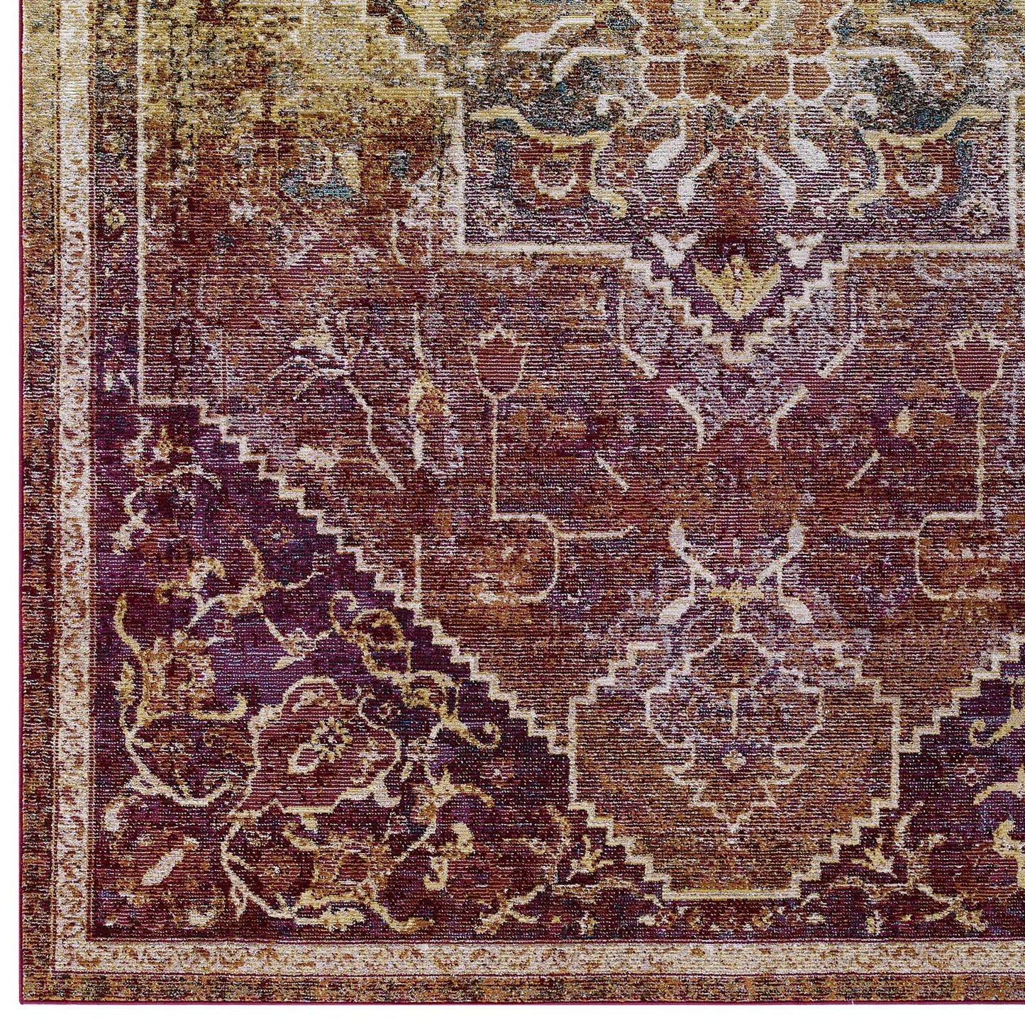 Modway Success Kaede Transitional Distressed Vintage Floral Persian Medallion 5x8 Area Rug - R-1157-58 | Rugs | Modishstore - 2