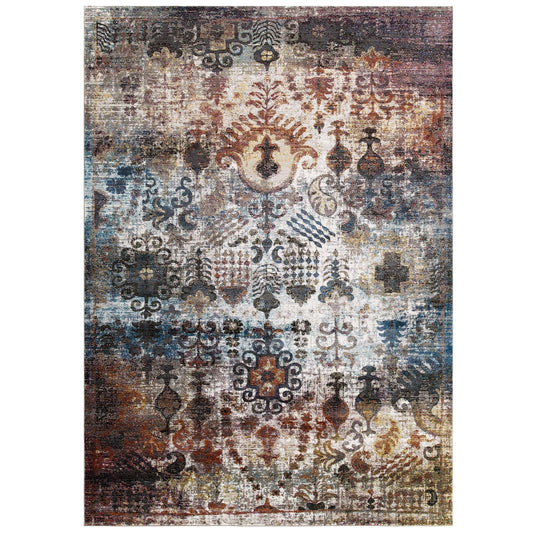 Modway Success Tahira Transitional Distressed Vintage Floral Moroccan Trellis 4x6 Area Rug | Rugs | Modishstore