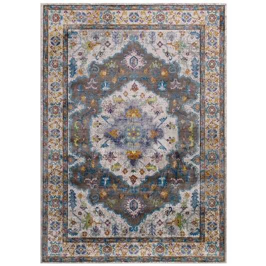 Modway Success Anisah Distressed Floral Persian Medallion 4x6 Area Rug | Rugs | Modishstore