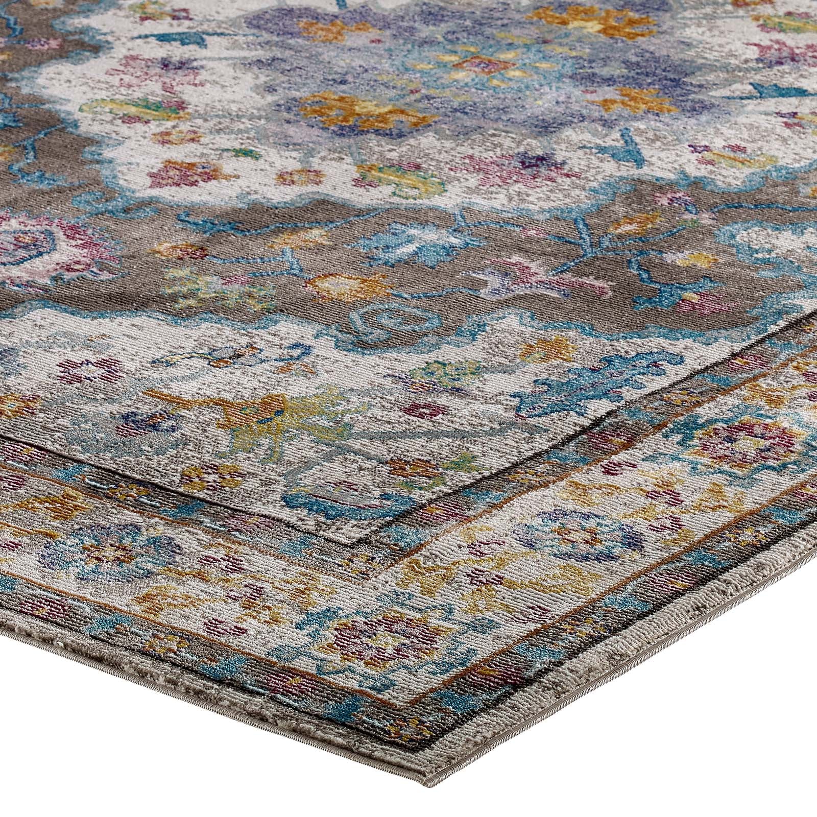 Modway Success Anisah Distressed Floral Persian Medallion 4x6 Area Rug | Rugs | Modishstore-3