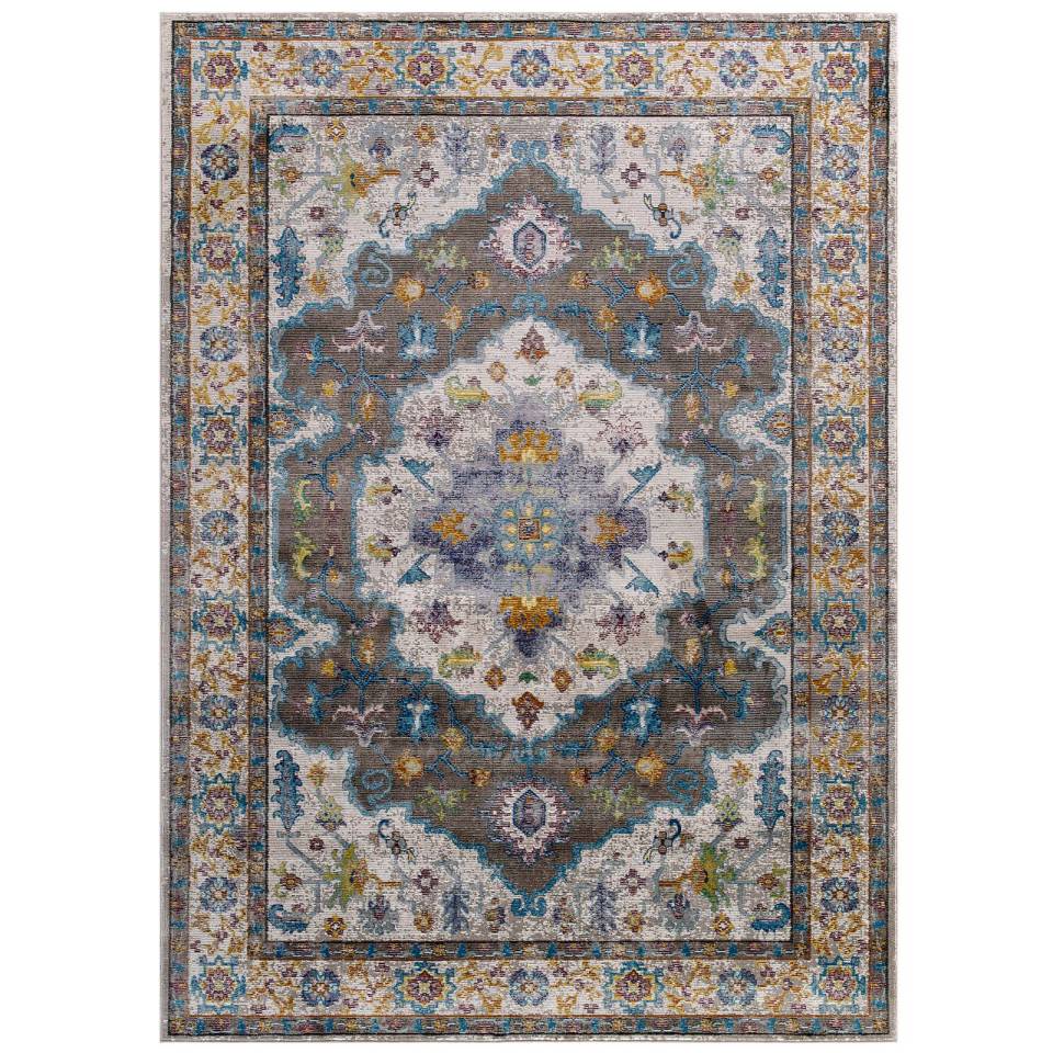 Modway Success Anisah Distressed Floral Persian Medallion 8x10 Area Rug - R-1163-810 | Rugs | Modishstore - 2