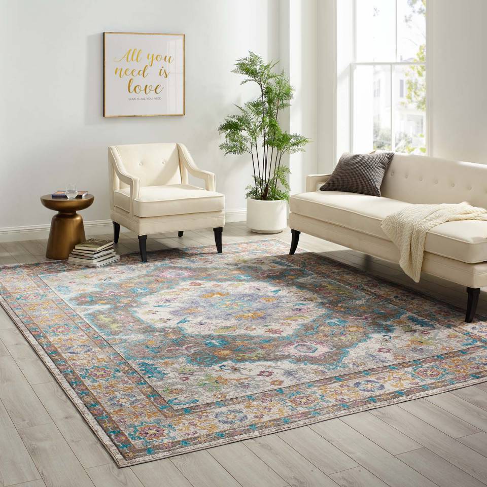 Modway Success Anisah Distressed Floral Persian Medallion 8x10 Area Rug - R-1163-810 | Rugs | Modishstore - 1