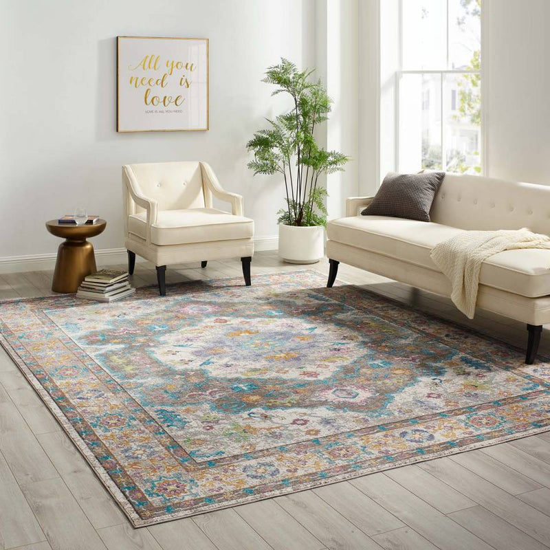 Modway Success Anisah Distressed Floral Persian Medallion 8x10 Area Rug - R-1163-810 | Rugs | Modishstore - 1