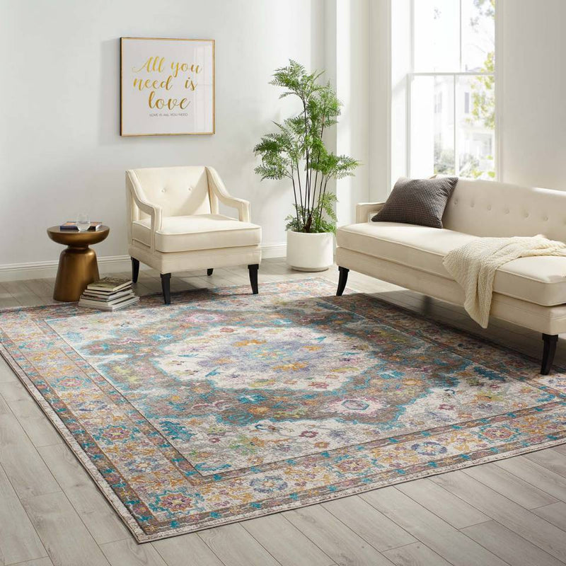 Modway Success Anisah Distressed Floral Persian Medallion 8x10 Area Rug | Rugs | Modishstore