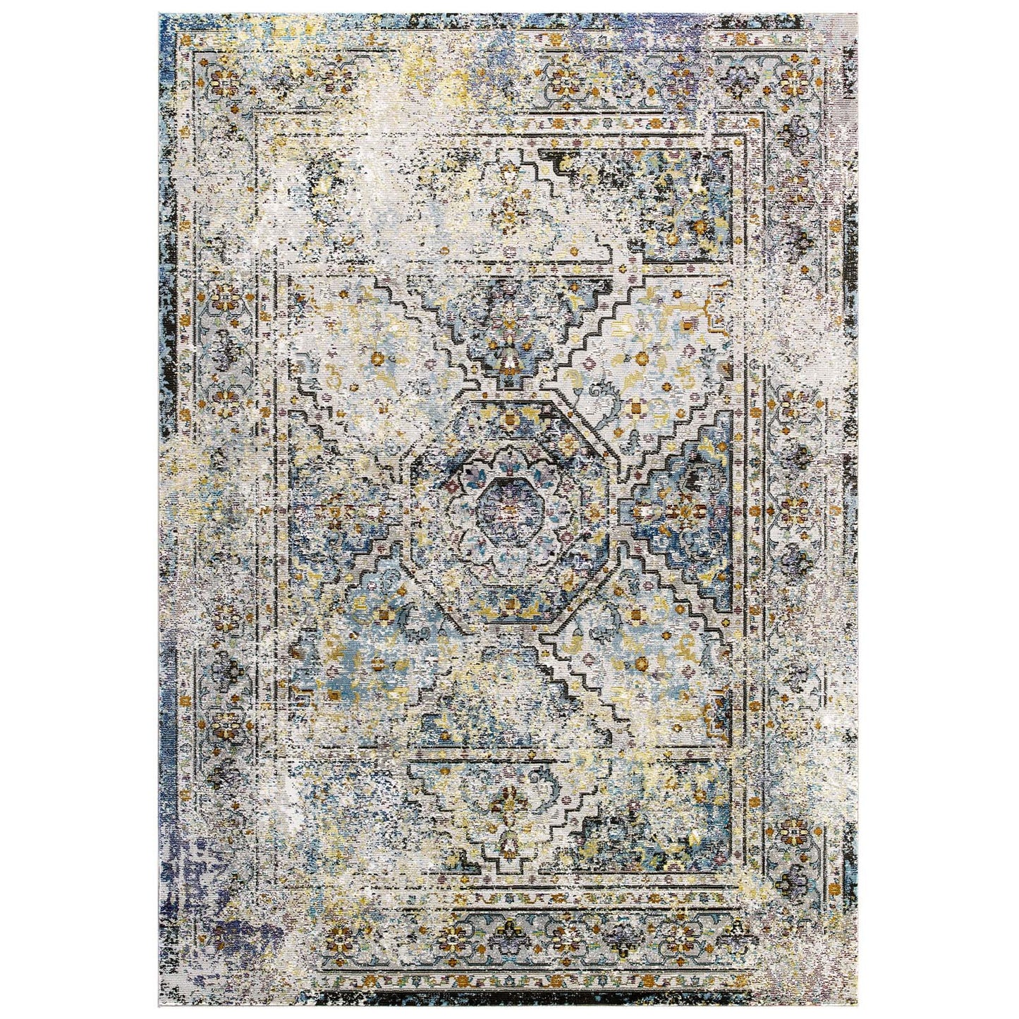 Modway Success Jacinda Distressed Vintage Floral Persian Medallion 5x8 Area Rug - R-1164-58 | Rugs | Modishstore - 1