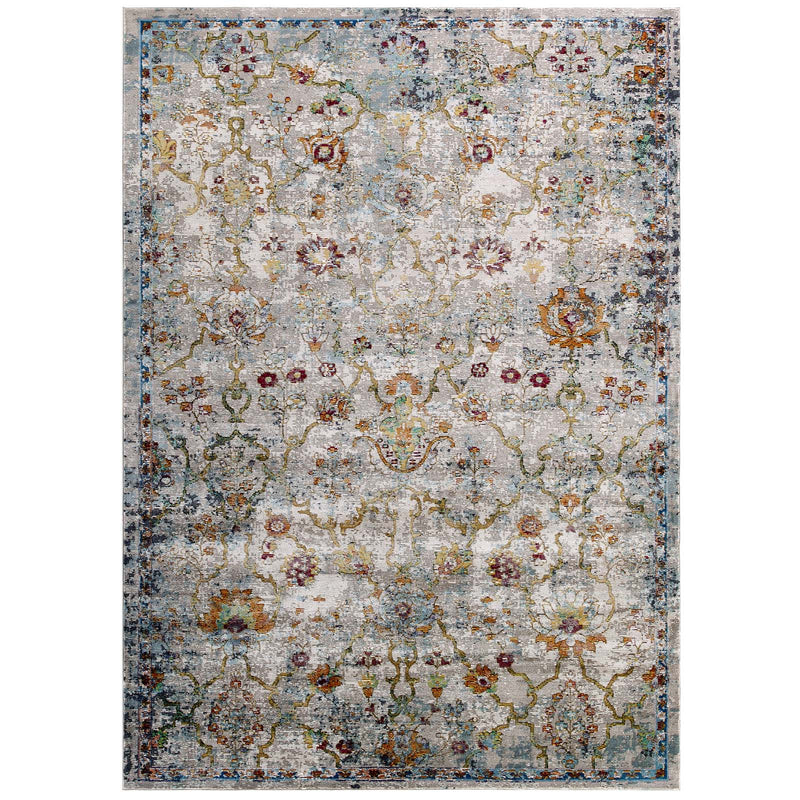 Modway Success Manuka Distressed Vintage Floral Lattice 4x6 Area Rug - R-1165-46 | Rugs | Modishstore - 1