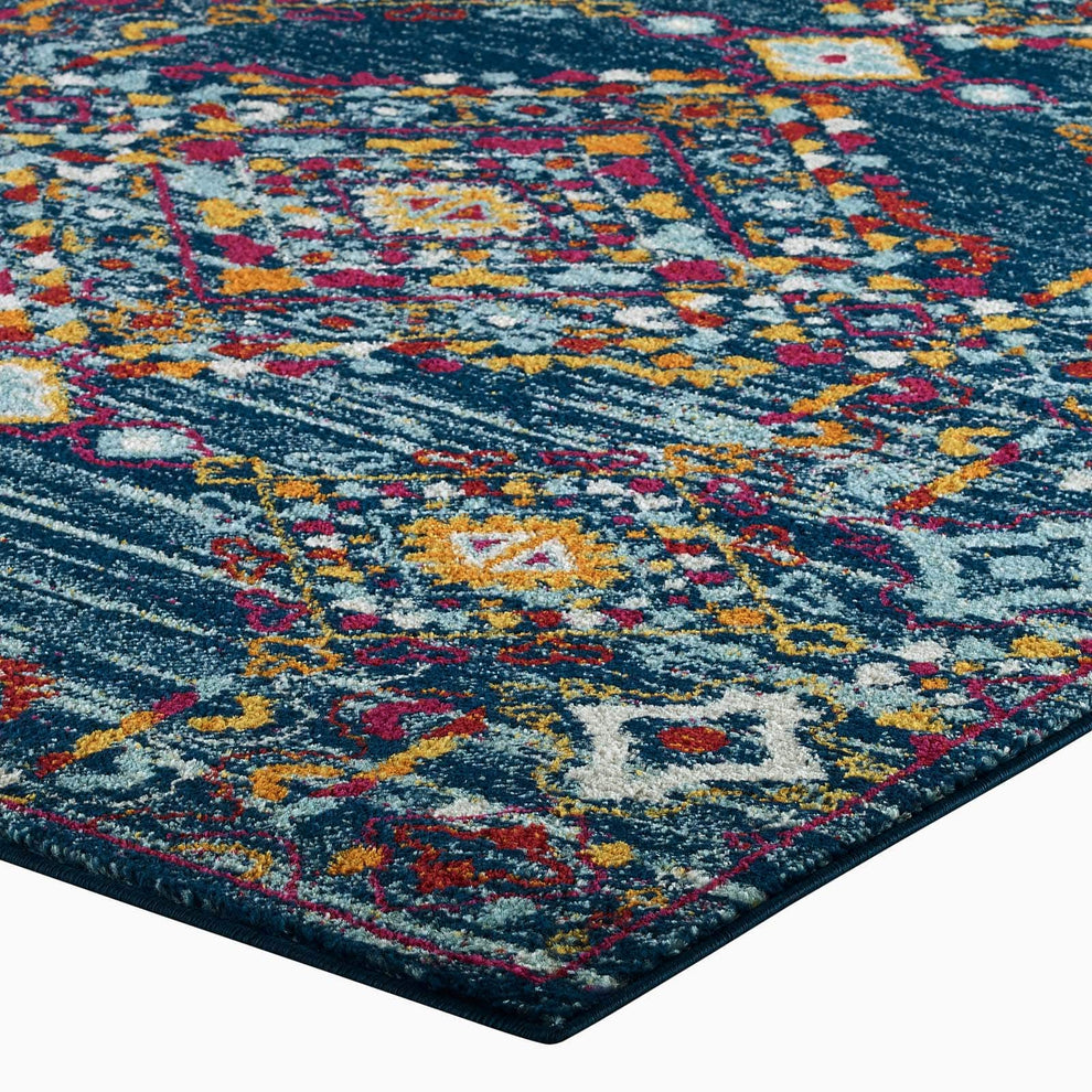Modway Entourage Khalida Distressed Vintage Floral Lattice 8x10 Area Rug Blue, Orange, Yellow, Red - R-1169-810 | Rugs | Modishstore - 4