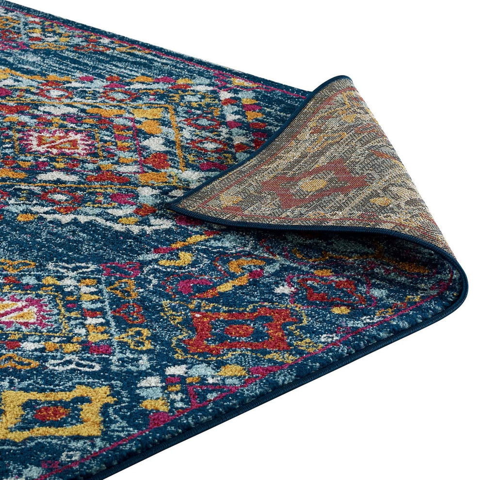 Modway Entourage Khalida Distressed Vintage Floral Lattice 8x10 Area Rug Blue, Orange, Yellow, Red - R-1169-810 | Rugs | Modishstore - 5