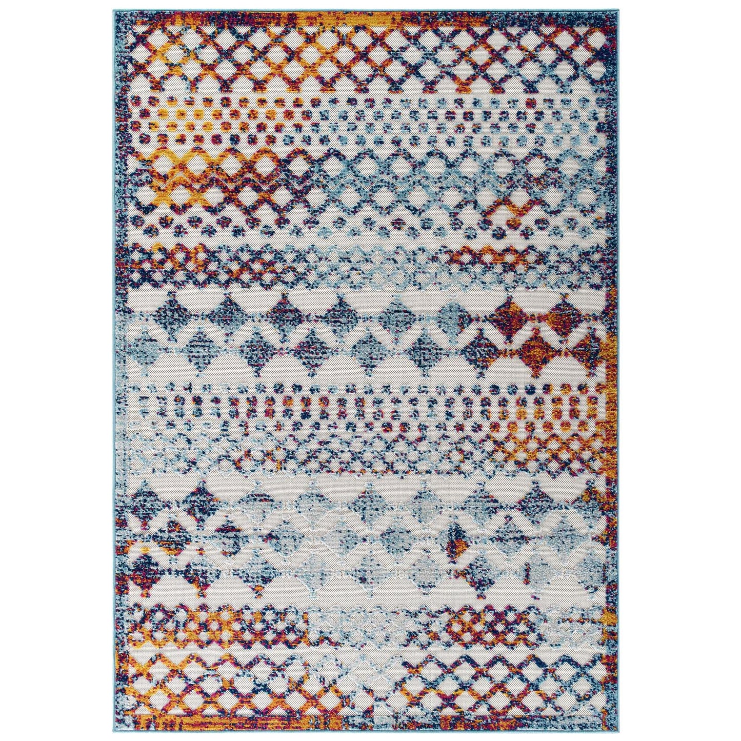 Modway Reflect Giada Distressed Vintage Abstract Diamond Moroccan Trellis 8x10 Indoor and Outdoor Area Rug Multicolored | Rugs | Modishstore-2