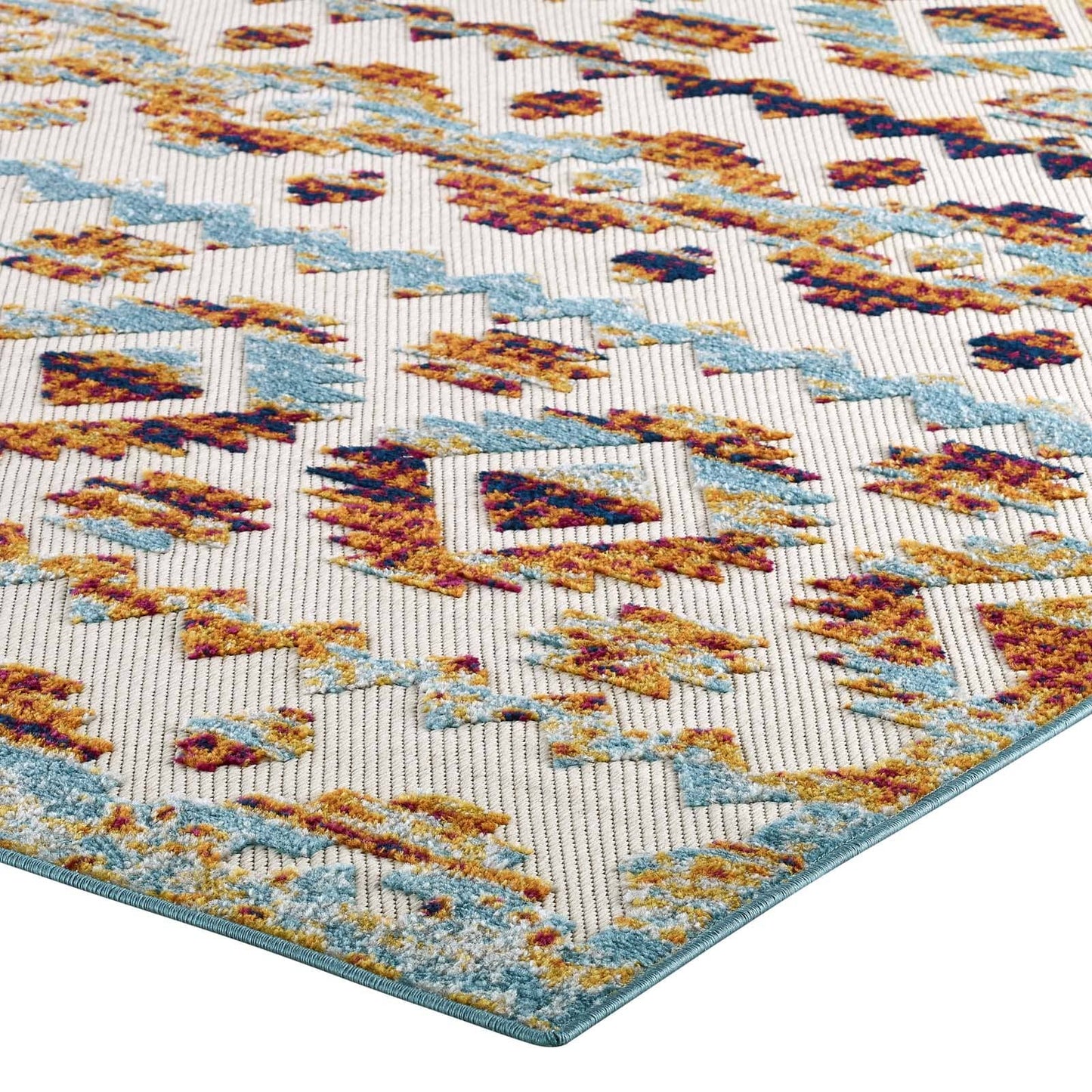 Modway Reflect Takara Distressed Contemporary Abstract Diamond Moroccan Trellis 8x10 Indoor and Outdoor Area Rug Multicolored | Rugs | Modishstore-4