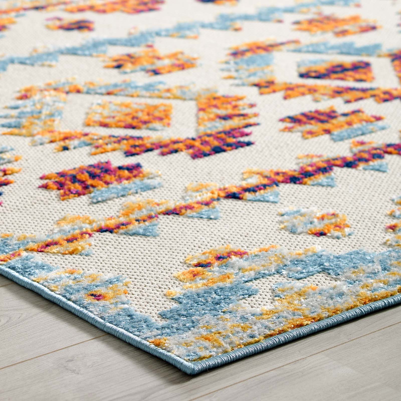 Modway Reflect Takara Distressed Contemporary Abstract Diamond Moroccan Trellis 8x10 Indoor and Outdoor Area Rug Multicolored | Rugs | Modishstore-6