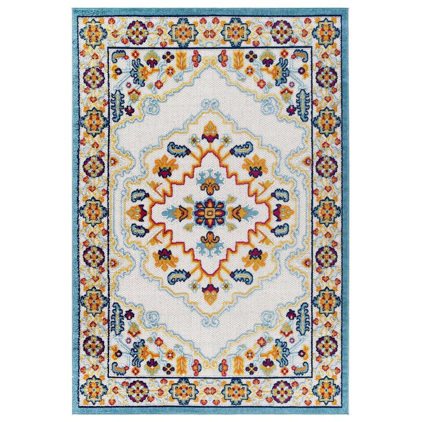 Modway Reflect Ansel Distressed Floral Persian Medallion 5x8 Indoor and Outdoor Area Rug | Rugs | Modishstore