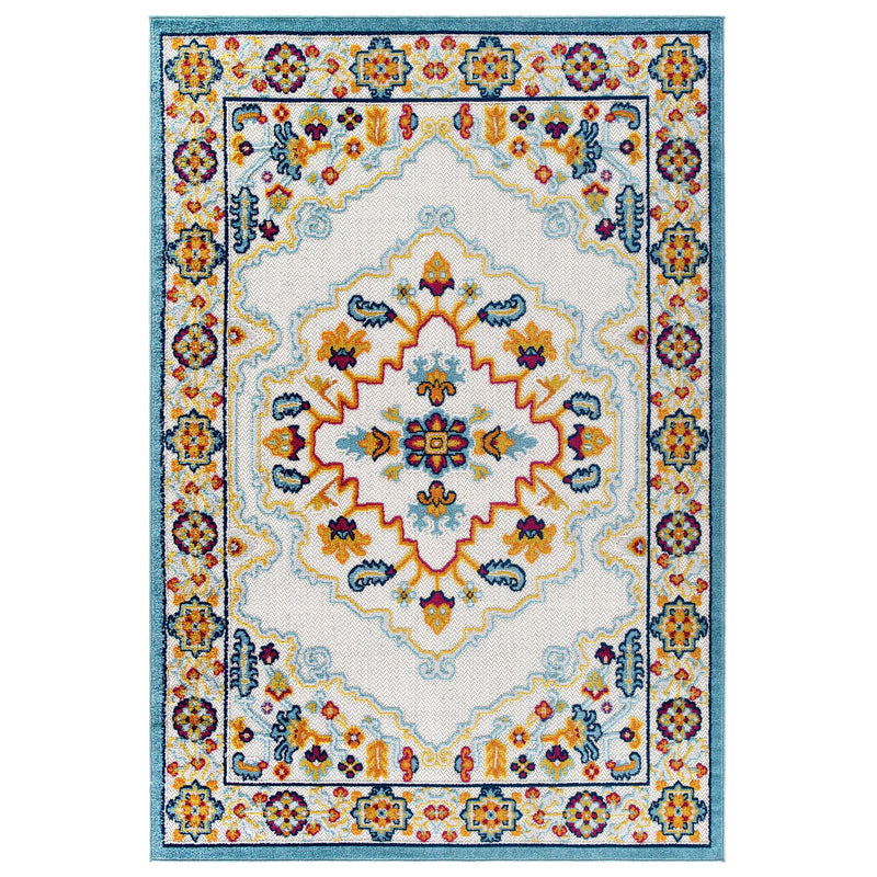Modway Reflect Ansel Distressed Floral Persian Medallion 5x8 Indoor and Outdoor Area Rug - R-1183-58 | Rugs | Modishstore - 1