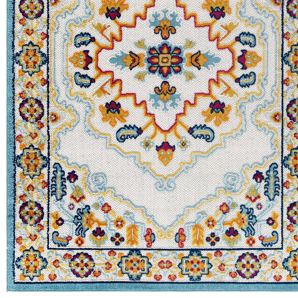 Modway Reflect Ansel Distressed Floral Persian Medallion 5x8 Indoor and Outdoor Area Rug - R-1183-58 | Rugs | Modishstore - 2