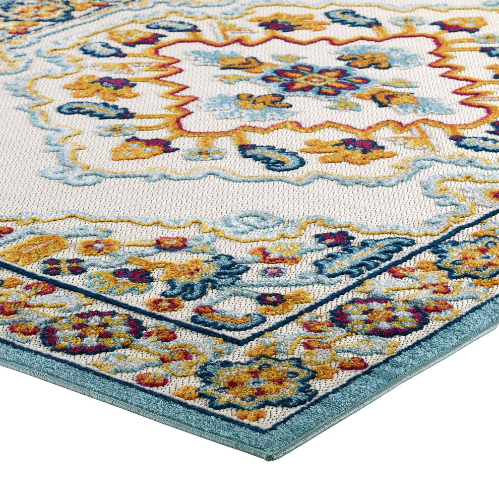 Modway Reflect Ansel Distressed Floral Persian Medallion 5x8 Indoor and Outdoor Area Rug - R-1183-58 | Rugs | Modishstore - 3