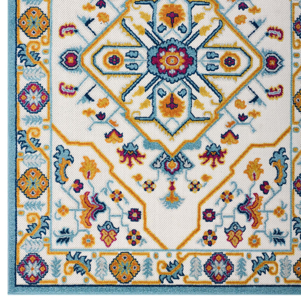 Modway Reflect Freesia Distressed Floral Persian Medallion 5x8 Indoor and Outdoor Area Rug - R-1184-58 | Rugs | Modishstore - 2