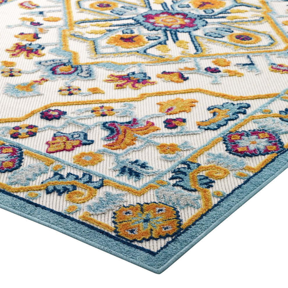 Modway Reflect Freesia Distressed Floral Persian Medallion 5x8 Indoor and Outdoor Area Rug - R-1184-58 | Rugs | Modishstore - 3