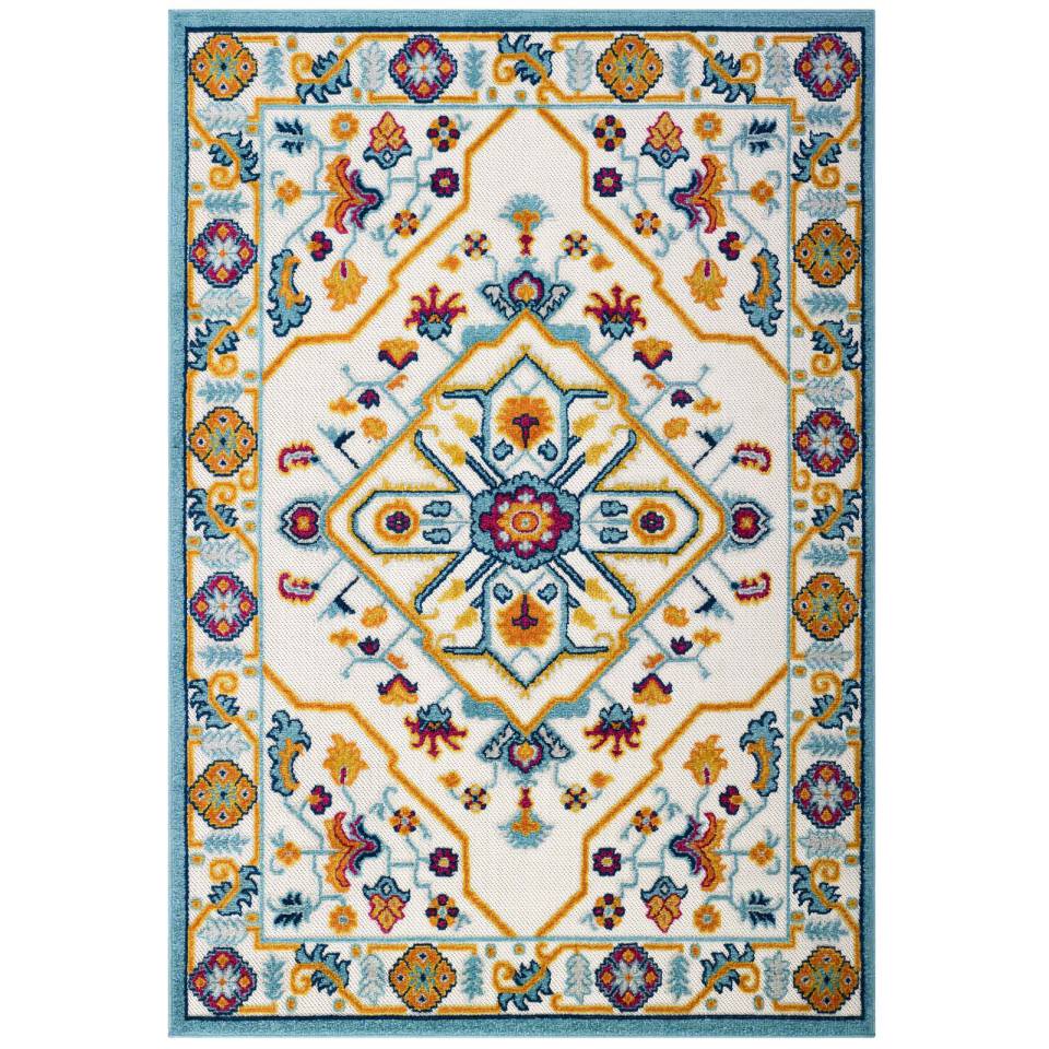 Modway Reflect Freesia Distressed Floral Persian Medallion 8x10 Indoor and Outdoor Area Rug | Rugs | Modishstore-2