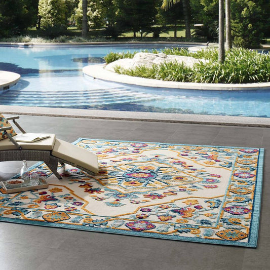 Modway Reflect Freesia Distressed Floral Persian Medallion 8x10 Indoor and Outdoor Area Rug | Rugs | Modishstore