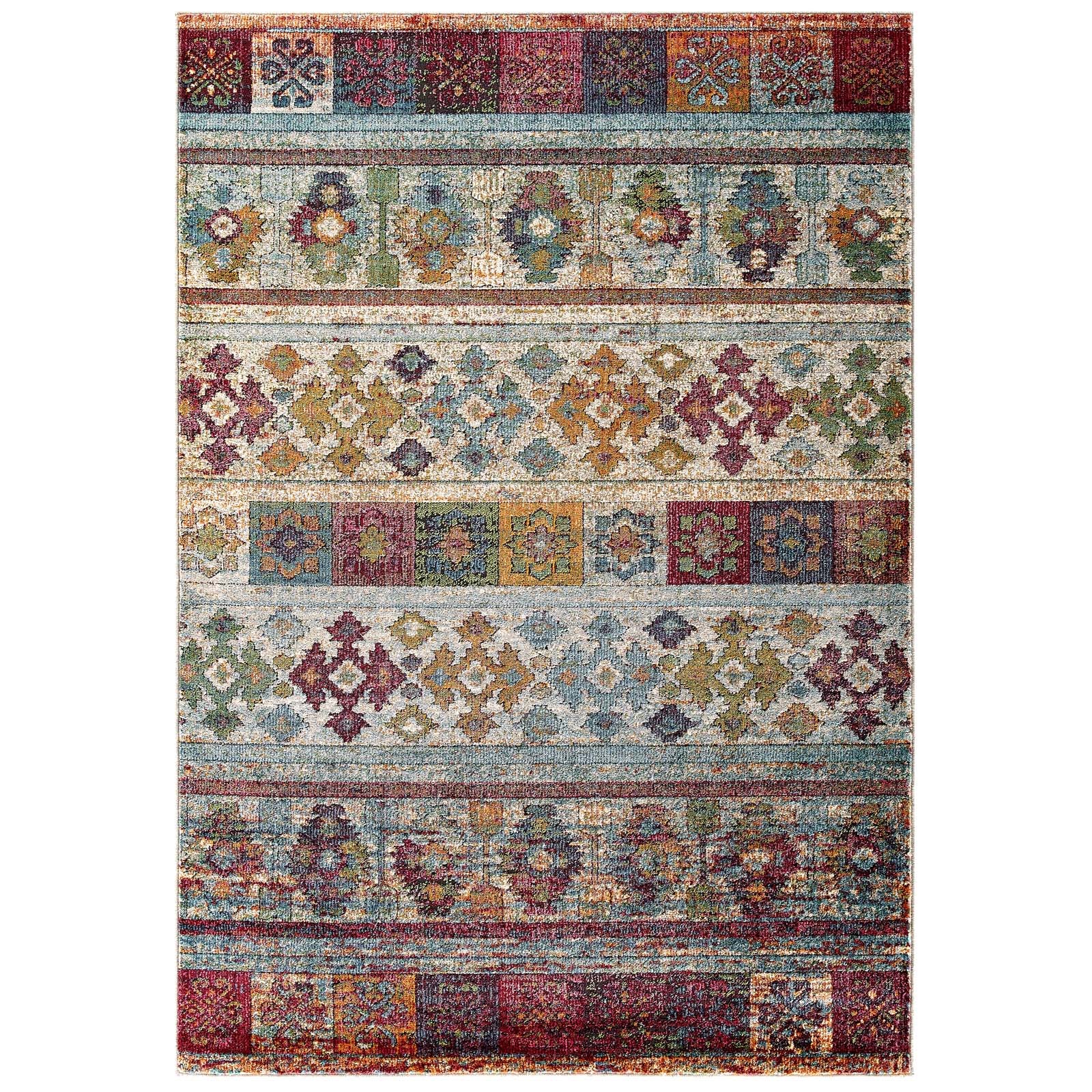 Modway Tribute Nala Distressed Vintage Floral Lattice 5x8 Area Rug - R-1187-58 | Rugs | Modishstore - 1