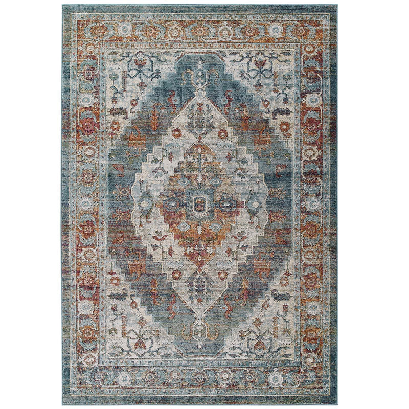 Modway Tribute Camellia Distressed Vintage Floral Persian Medallion 5x8 Area Rug - R-1189-58 | Rugs | Modishstore - 1